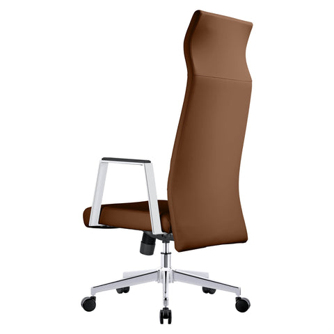 Aleen High-Back Office Chair in Upholstered Leather and Iron Frame with Swivel and Tilt