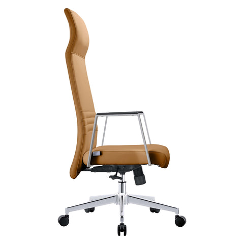 Aleen High-Back Office Chair in Upholstered Leather and Iron Frame with Swivel and Tilt