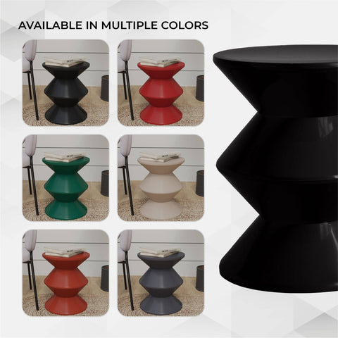 Aura Round Side Table in ABS Plastic With Contemporary Double-Hourglass Design