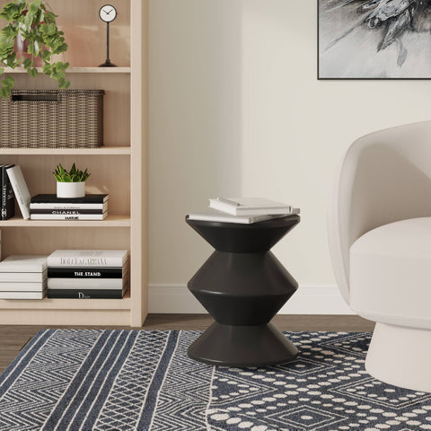 Aura Round Side Table in ABS Plastic With Contemporary Double-Hourglass Design