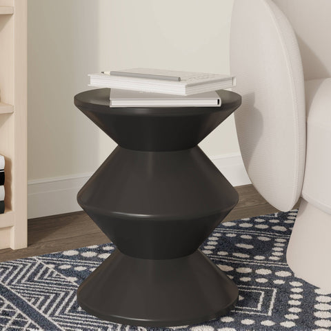 Aura Round Side Table in ABS Plastic With Contemporary Double-Hourglass Design