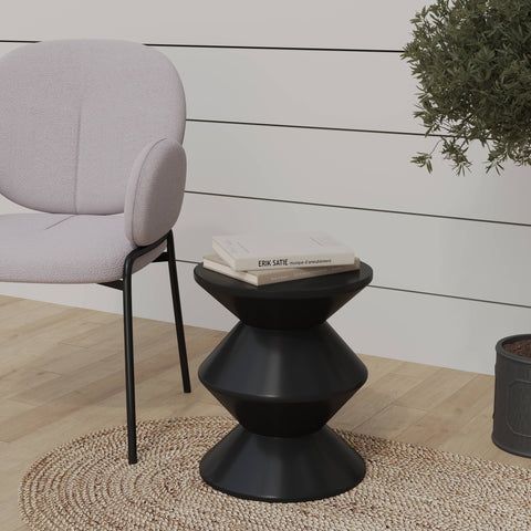 Aura Round Side Table in ABS Plastic With Contemporary Double-Hourglass Design