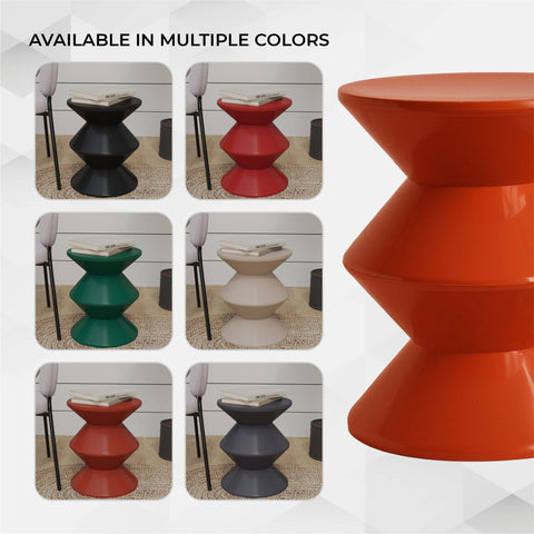 Aura Round Side Table in ABS Plastic With Contemporary Double-Hourglass Design