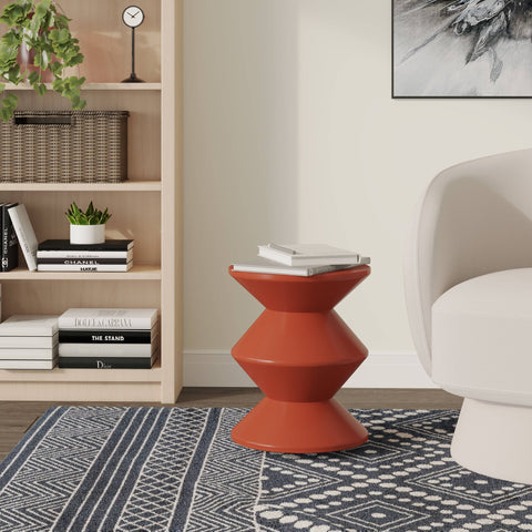 Aura Round Side Table in ABS Plastic With Contemporary Double-Hourglass Design