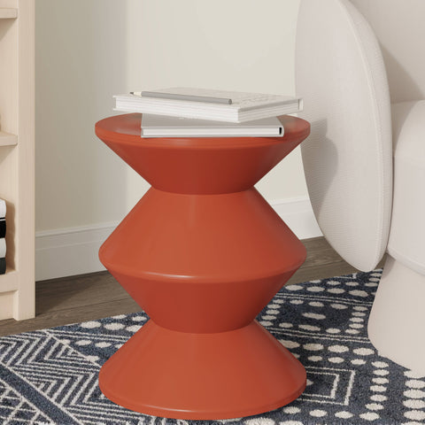 Aura Round Side Table in ABS Plastic With Contemporary Double-Hourglass Design