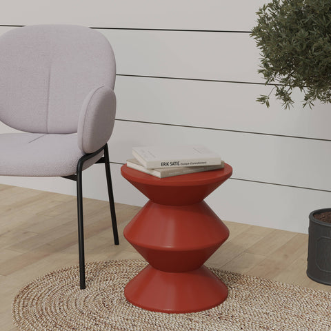 Aura Round Side Table in ABS Plastic With Contemporary Double-Hourglass Design