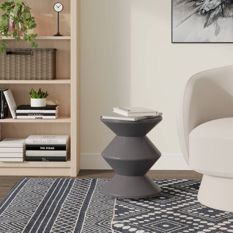 Aura Round Side Table in ABS Plastic With Contemporary Double-Hourglass Design