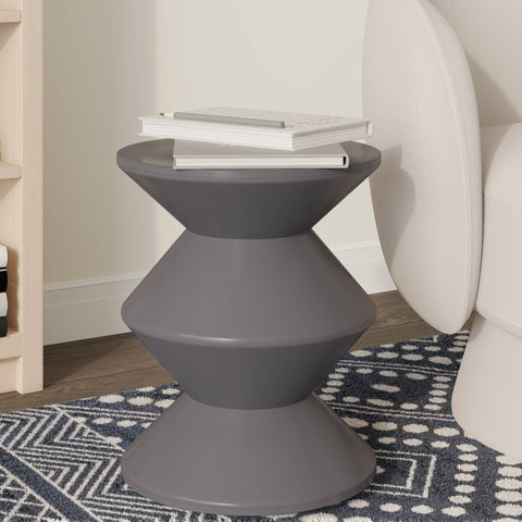 Aura Round Side Table in ABS Plastic With Contemporary Double-Hourglass Design