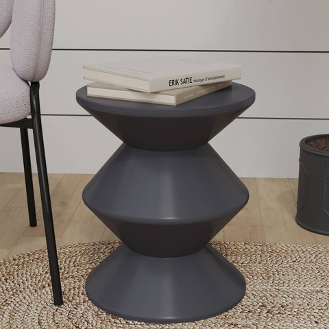 Aura Round Side Table in ABS Plastic With Contemporary Double-Hourglass Design