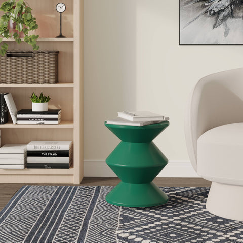 Aura Round Side Table in ABS Plastic With Contemporary Double-Hourglass Design