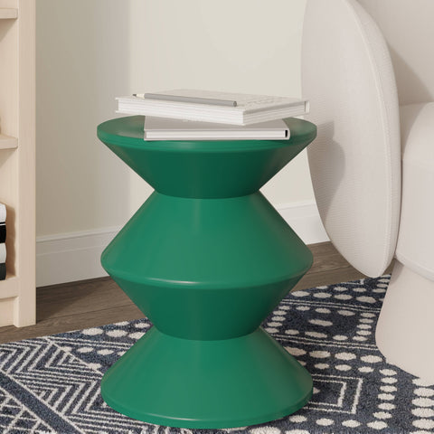 Aura Round Side Table in ABS Plastic With Contemporary Double-Hourglass Design