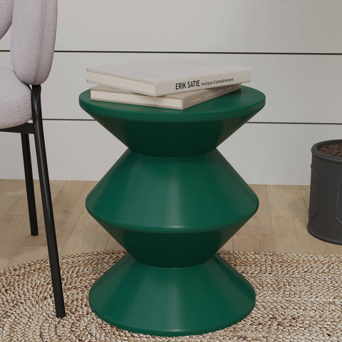 Aura Round Side Table in ABS Plastic With Contemporary Double-Hourglass Design