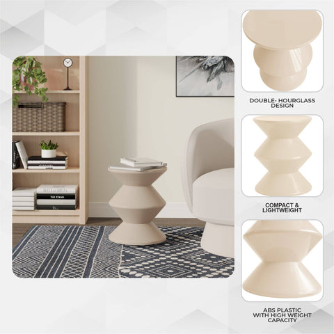 Aura Round Side Table in ABS Plastic With Contemporary Double-Hourglass Design