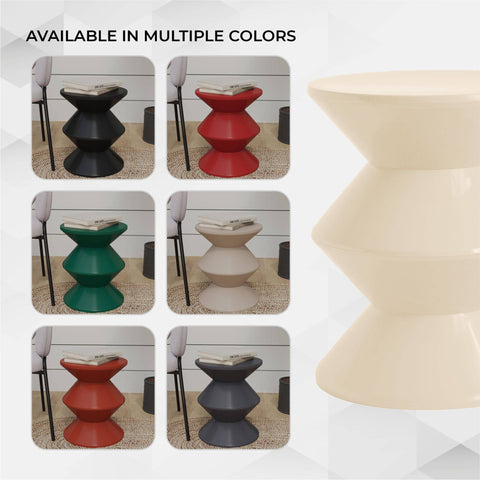 Aura Round Side Table in ABS Plastic With Contemporary Double-Hourglass Design