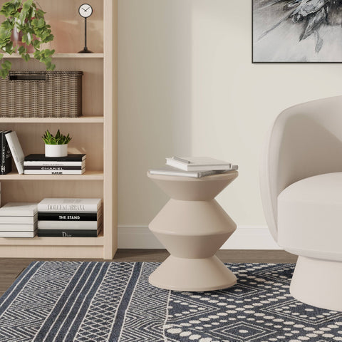 Aura Round Side Table in ABS Plastic With Contemporary Double-Hourglass Design