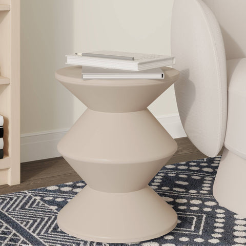 Aura Round Side Table in ABS Plastic With Contemporary Double-Hourglass Design