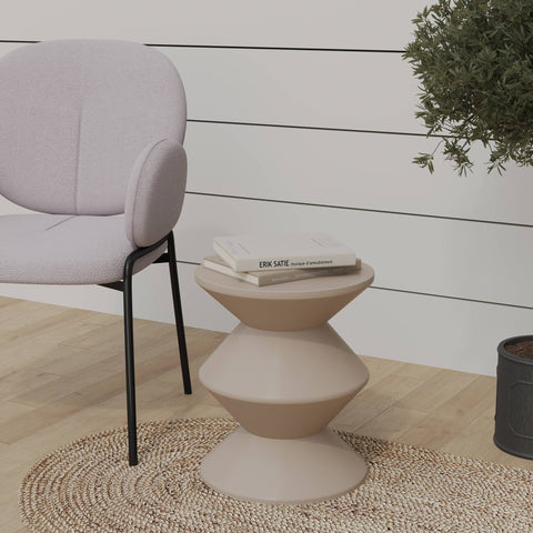 Aura Round Side Table in ABS Plastic With Contemporary Double-Hourglass Design