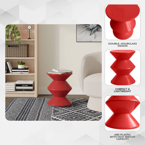 Aura Round Side Table in ABS Plastic With Contemporary Double-Hourglass Design