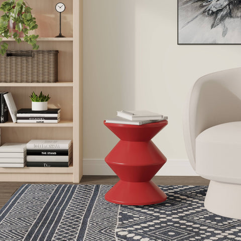 Aura Round Side Table in ABS Plastic With Contemporary Double-Hourglass Design