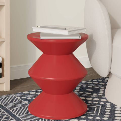 Aura Round Side Table in ABS Plastic With Contemporary Double-Hourglass Design