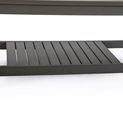 Alpine Rectangular Coffee Table in Polystyrene with Slatted Design and Lower Shelf