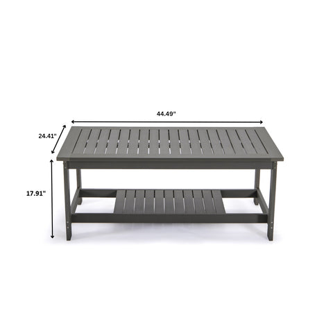 Alpine Rectangular Coffee Table in Polystyrene with Slatted Design and Lower Shelf