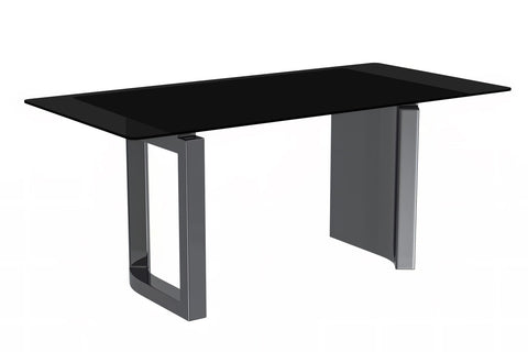 Rectangular Dining Table with Stone/Glass Tabletop and Stainless-Steel Base - Astra Series