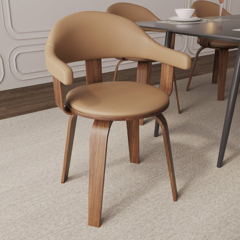 Brivo Modern Wooden Dining Chair With Walnut Color Frame