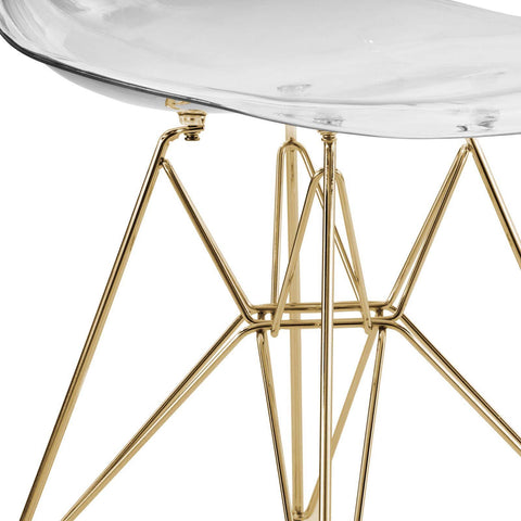 Bristol 5-Piece Dining Set 35" Round Dining Table in Black Iron - 4 ABS Plastic Side Chair in Gold