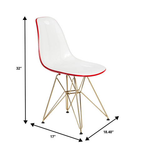 Bristol 5-Piece Dining Set with 35" Round Dining Table and 4 ABS Plastic Chairs with Gold Base