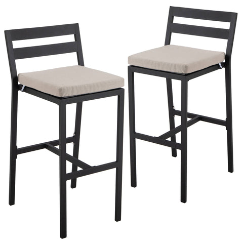 Chelsea Modern Patio Bar Chair in Powder-Coated Aluminum with Removable Cushion Set of 2