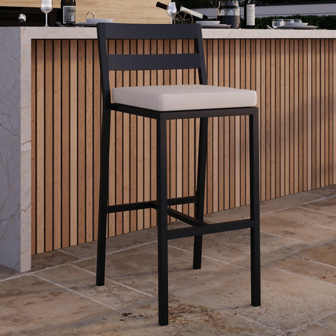 Chelsea Modern Patio Bar Chair in Powder-Coated Aluminum with Removable Cushion Set of 4