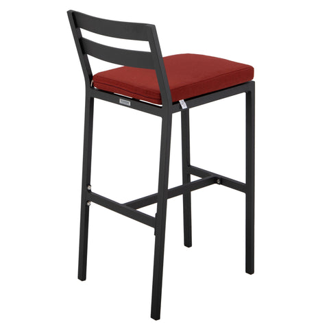 Chelsea Modern Patio Bar Chair in Powder-Coated Aluminum with Removable Cushion Set of 2