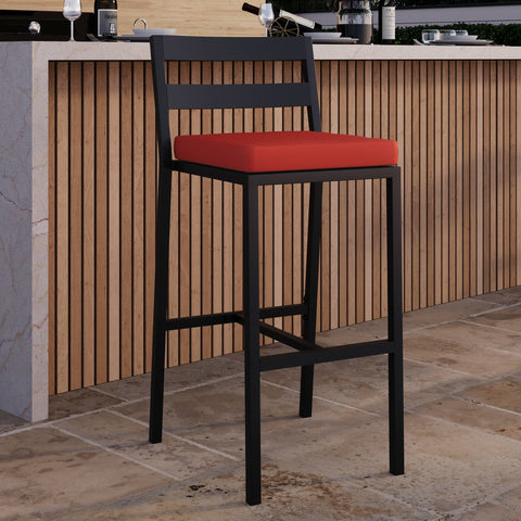 Chelsea Modern Patio Bar Chair in Powder-Coated Aluminum with Removable Cushion Set of 4