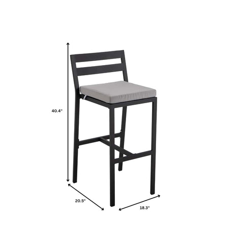 Chelsea Modern Patio Bar Chair in Powder-Coated Aluminum with Removable Cushion Set of 2