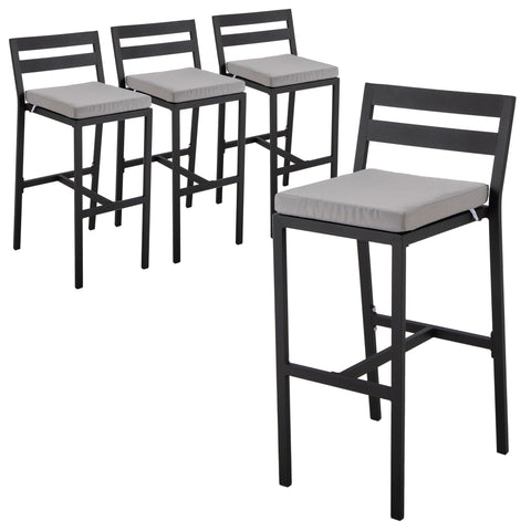 Chelsea Modern Patio Bar Chair in Powder-Coated Aluminum with Removable Cushion Set of 4