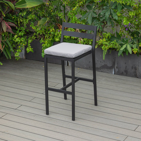 Chelsea Modern Patio Bar Chair in Powder-Coated Aluminum with Removable Cushion Set of 4