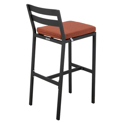 Chelsea Modern Patio Bar Chair in Powder-Coated Aluminum with Removable Cushion Set of 4