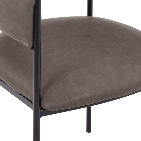 Cyril Dining Chair in Leather/Velvet with Open Back Design and Powder-Coated Iron Frame Set of 2