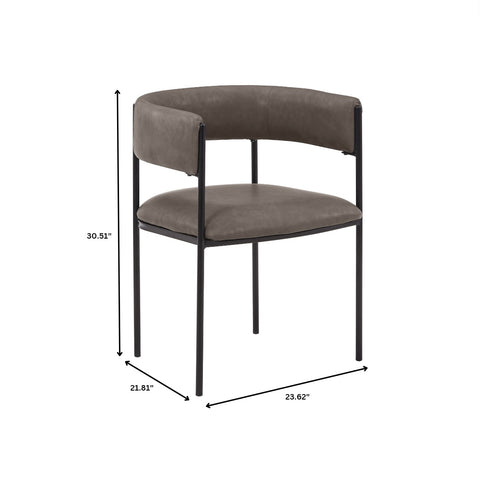 Cyril Dining Chair in Leather/Velvet with Open Back Design and Powder-Coated Iron Frame Set of 2