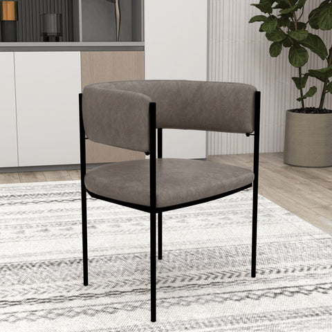 Cyril Dining Chair in Leather/Velvet with Open Back Design and Powder-Coated Iron Frame Set of 2