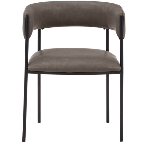 Cyril Dining Chair in Leather/Velvet with Open Back Design and Powder-Coated Iron Frame Set of 2