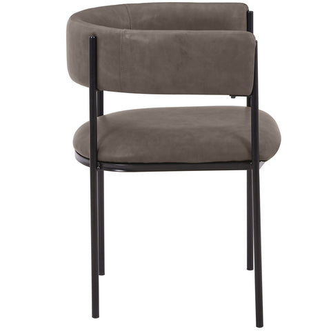 Cyril Dining Chair in Leather/Velvet with Open Back Design and Powder-Coated Iron Frame Set of 2