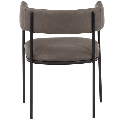 Cyril Dining Chair in Leather/Velvet with Open Back Design and Powder-Coated Iron Frame Set of 2