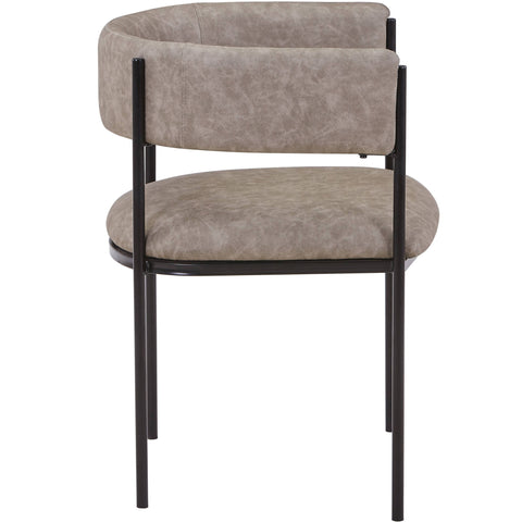 Cyril Dining Chair in Leather/Velvet with Open Back Design and Powder-Coated Iron Frame Set of 2