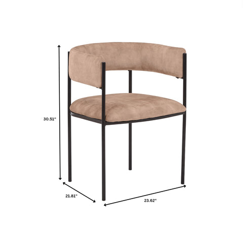 Cyril Dining Chair in Leather/Velvet with Open Back Design and Powder-Coated Iron Frame Set of 2