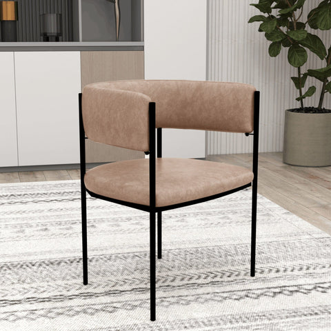 Cyril Dining Chair in Leather/Velvet with Open Back Design and Powder-Coated Iron Frame Set of 2