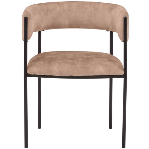 Cyril Dining Chair in Leather/Velvet with Open Back Design and Powder-Coated Iron Frame Set of 2