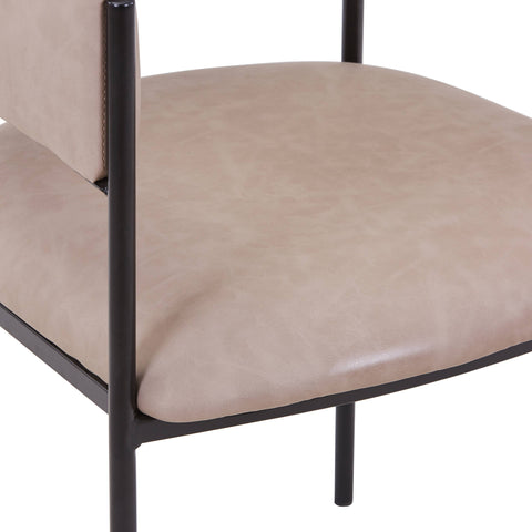 Cyril Dining Chair in Leather/Velvet with Open Back Design and Powder-Coated Iron Frame Set of 2