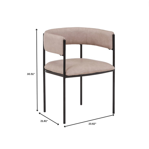 Cyril Dining Chair in Leather/Velvet with Open Back Design and Powder-Coated Iron Frame Set of 2